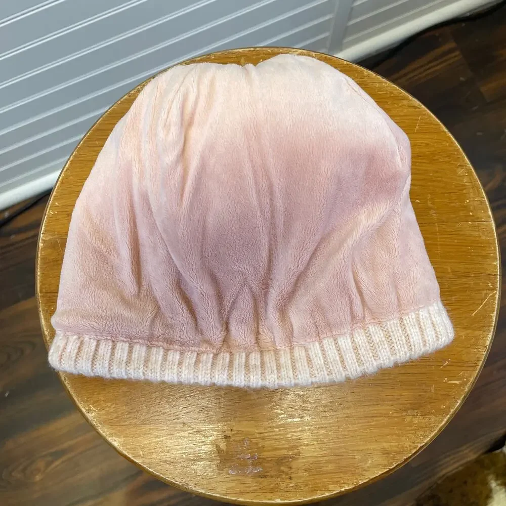 Calvin Klein Faux Fur Pom Pom Cable Knit Lined Beanie